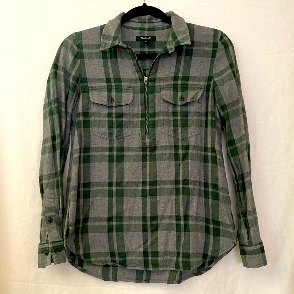 Madewell 1/2 Zip Flannel Shirt